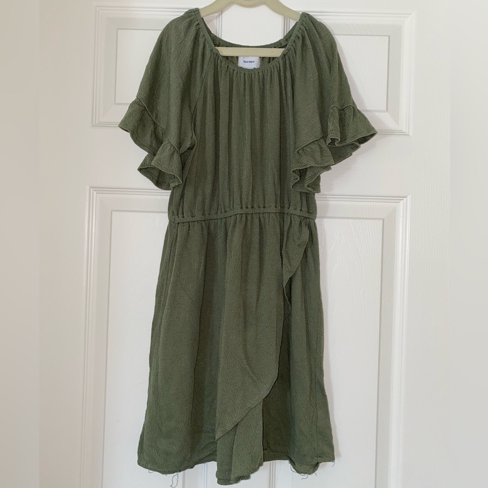 Knee length olive green dress